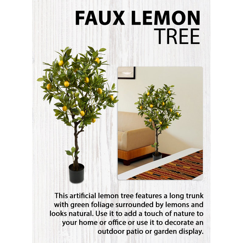 Gracie Oaks 47'' Faux Lemon Tree in Pot & Reviews Wayfair